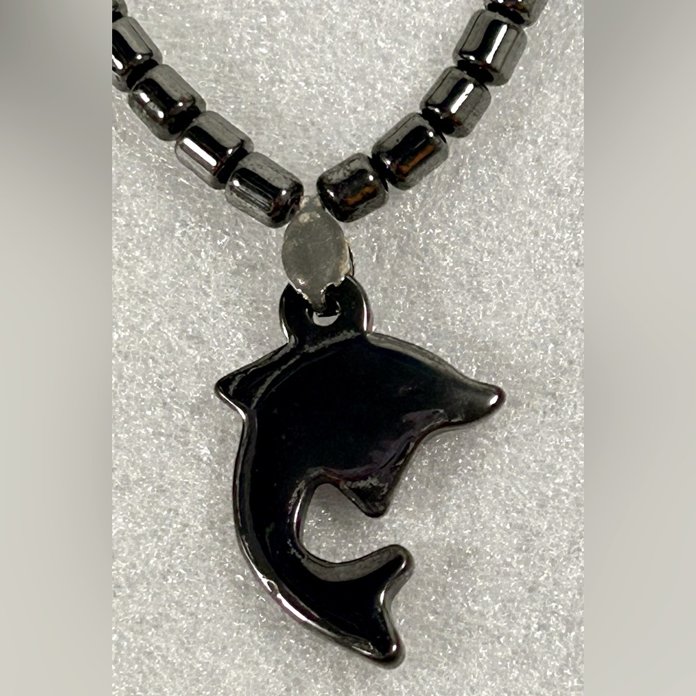 Hematite Dolphin necklace.